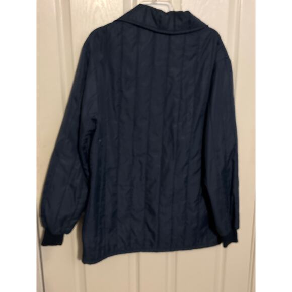 Vintage 70s Sears Zip Up Puffer Coat Blue Nylon Men’s Large 24x31 Fall Jacket - Picture 5 of 5